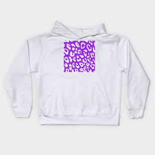 White Leopard Print Purple Kids Hoodie